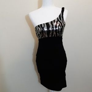 Ruby Rox One Shoulder Sequinned Dress